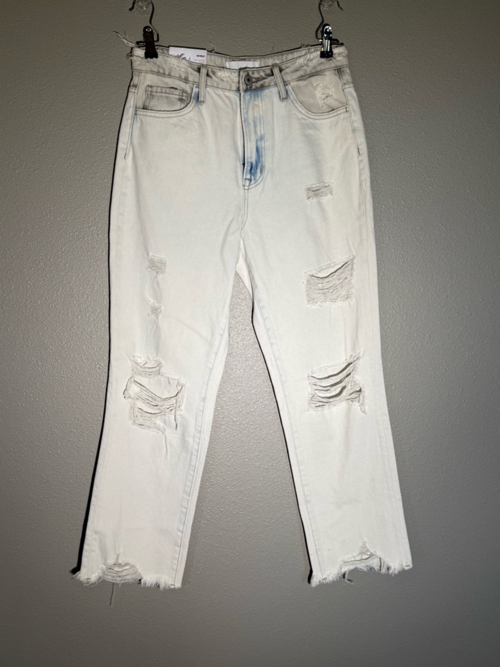 Vervet Light Cream Distressed Boyfriend Jeans